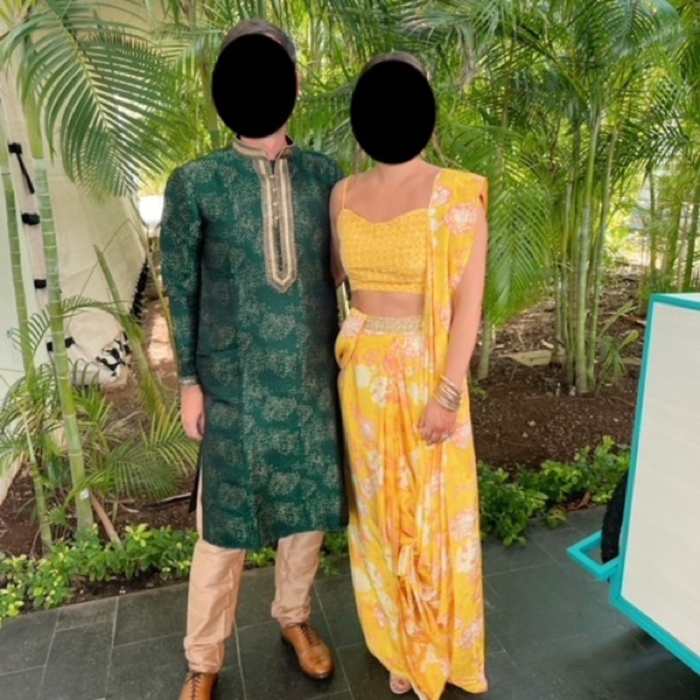 Printed Pre-draped saree set